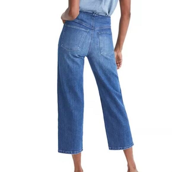 Veronica Beard Crosbie Wide Leg Crop Jeans High Rise Exposed Button Fly 30 - Picture 2 of 13